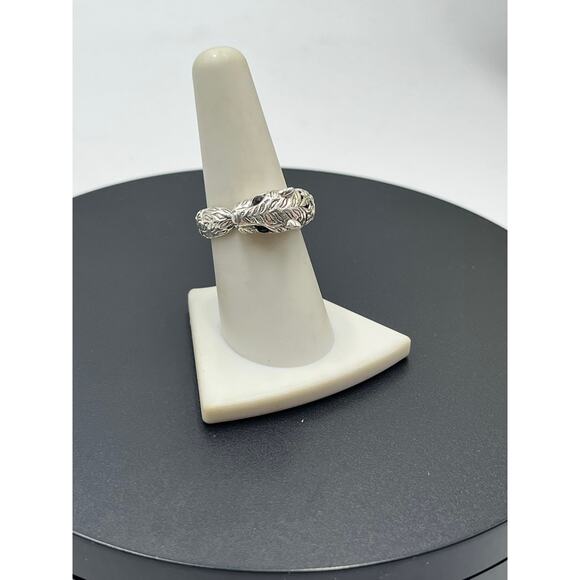 Sterling Silver Panther Scrollwork Intricate Bali Genuine Amethyst Eyes Ring 8 - Picture 7 of 12